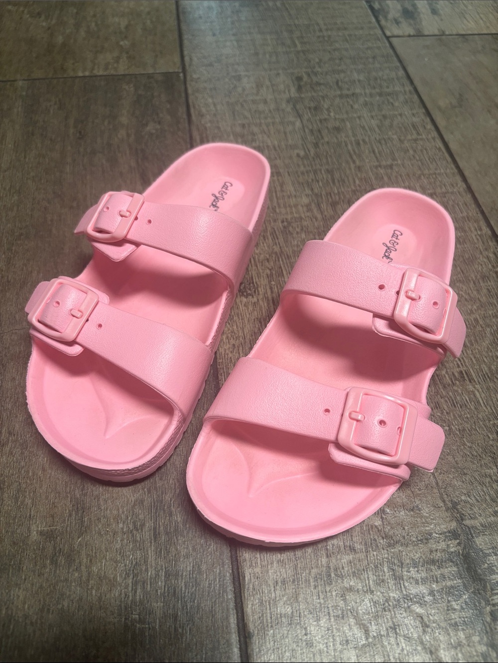 Girls Cat & Jack Pink Double-Buckle Slide Sandals